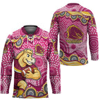 Brisbane Broncos Hockey Jersey Aboriginal Dot Pattern - Rugby Mascot Heritage Pride