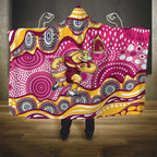 Brisbane Broncos Hooded Blanket Aboriginal Dot Pattern - Rugby Mascot Heritage Pride