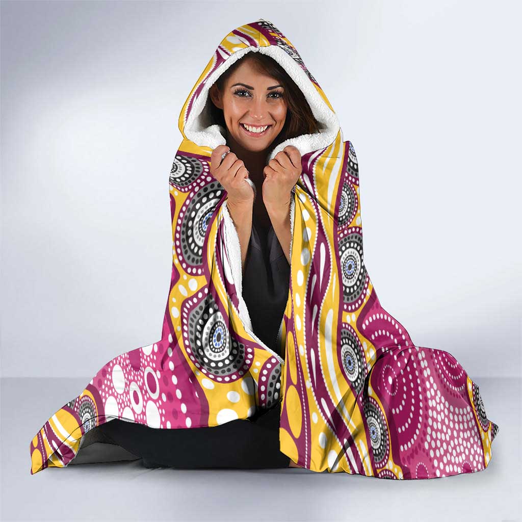 Brisbane Broncos Hooded Blanket Aboriginal Dot Pattern - Rugby Mascot Heritage Pride