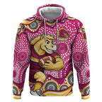 Brisbane Broncos Hoodie Aboriginal Dot Pattern - Rugby Mascot Heritage Pride