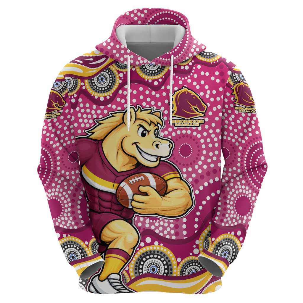 Brisbane Broncos Hoodie Aboriginal Dot Pattern - Rugby Mascot Heritage Pride