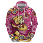 Brisbane Broncos Hoodie Aboriginal Dot Pattern - Rugby Mascot Heritage Pride