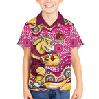 Brisbane Broncos Kid Hawaiian Shirt Aboriginal Dot Pattern - Rugby Mascot Heritage Pride