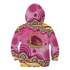 Brisbane Broncos Kid Hoodie Aboriginal Dot Pattern - Rugby Mascot Heritage Pride