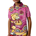 Brisbane Broncos Kid Polo Shirt Aboriginal Dot Pattern - Rugby Mascot Heritage Pride