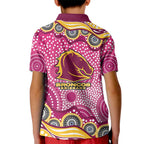 Brisbane Broncos Kid Polo Shirt Aboriginal Dot Pattern - Rugby Mascot Heritage Pride
