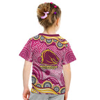 Brisbane Broncos Kid T Shirt Aboriginal Dot Pattern - Rugby Mascot Heritage Pride