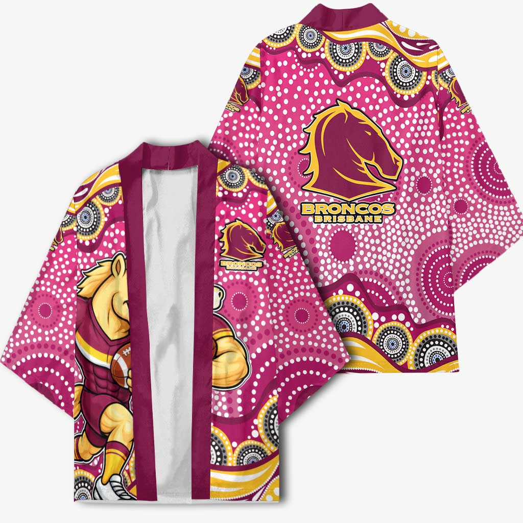 Brisbane Broncos Kimono Aboriginal Dot Pattern - Rugby Mascot Heritage Pride