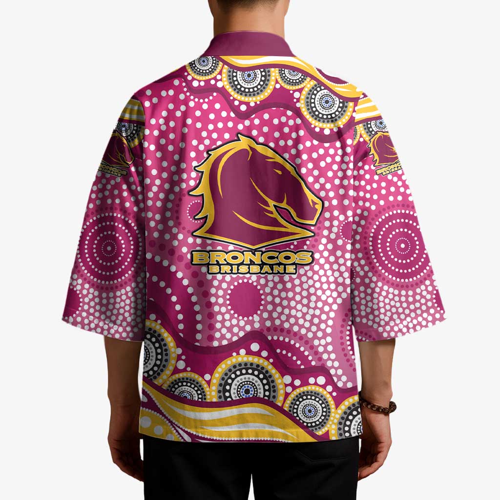 Brisbane Broncos Kimono Aboriginal Dot Pattern - Rugby Mascot Heritage Pride