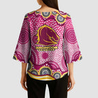 Brisbane Broncos Kimono Sleeve Blouse Aboriginal Dot Pattern - Rugby Mascot Heritage Pride
