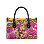 Brisbane Broncos Leather Bag Aboriginal Dot Pattern - Rugby Mascot Heritage Pride