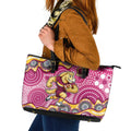 Brisbane Broncos Leather Tote Bag Aboriginal Dot Pattern - Rugby Mascot Heritage Pride