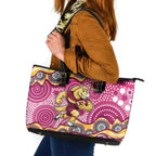 Brisbane Broncos Leather Tote Bag Aboriginal Dot Pattern - Rugby Mascot Heritage Pride
