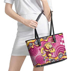 Brisbane Broncos Leather Tote Bag Aboriginal Dot Pattern - Rugby Mascot Heritage Pride