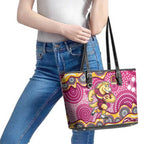 Brisbane Broncos Leather Tote Bag Aboriginal Dot Pattern - Rugby Mascot Heritage Pride