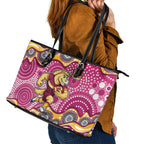 Brisbane Broncos Leather Tote Bag Aboriginal Dot Pattern - Rugby Mascot Heritage Pride