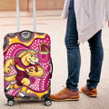 Brisbane Broncos Luggage Cover Aboriginal Dot Pattern - Rugby Mascot Heritage Pride