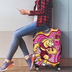 Brisbane Broncos Luggage Cover Aboriginal Dot Pattern - Rugby Mascot Heritage Pride