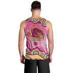 Brisbane Broncos Men Tank Top Aboriginal Dot Pattern - Rugby Mascot Heritage Pride