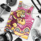 Brisbane Broncos Men Tank Top Aboriginal Dot Pattern - Rugby Mascot Heritage Pride