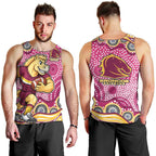 Brisbane Broncos Men Tank Top Aboriginal Dot Pattern - Rugby Mascot Heritage Pride