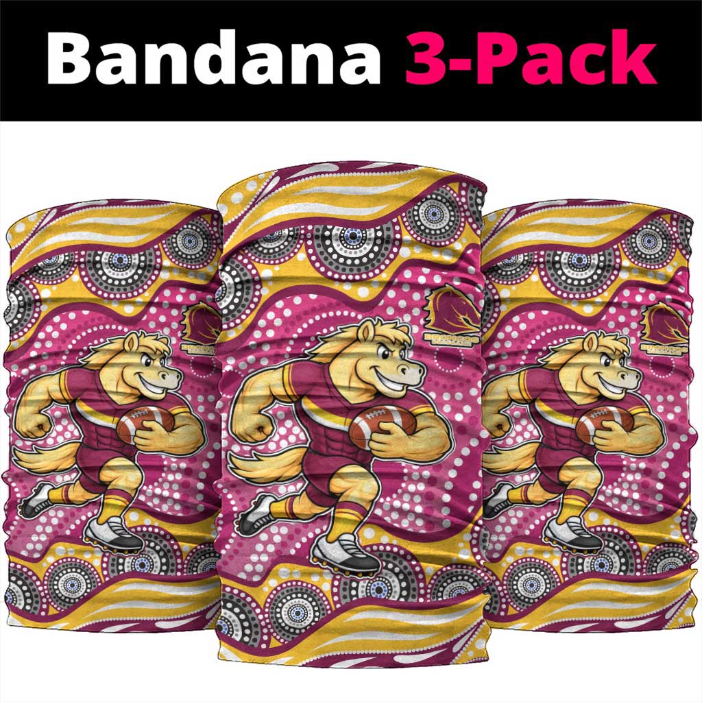 Brisbane Broncos Neck Gaiter Aboriginal Dot Pattern - Rugby Mascot Heritage Pride