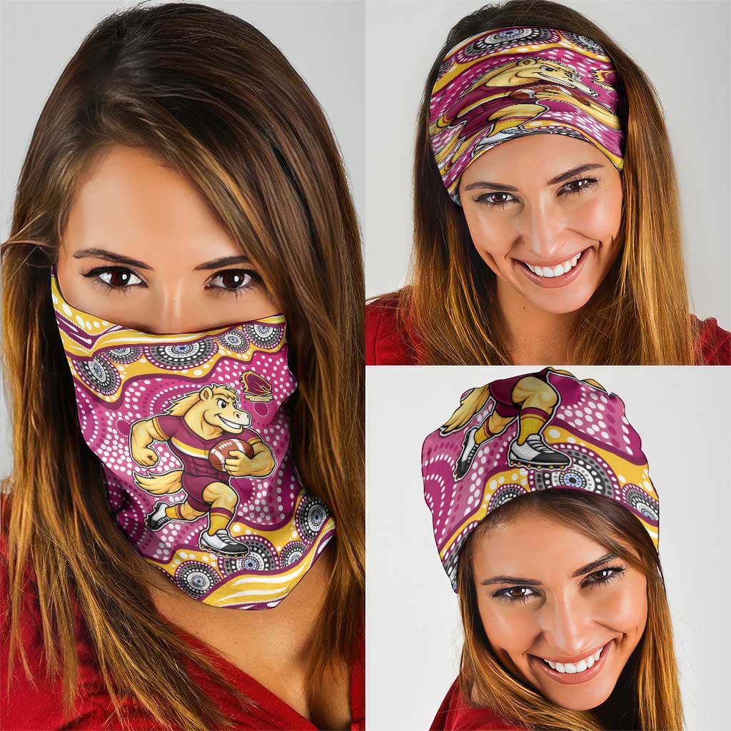 Brisbane Broncos Neck Gaiter Aboriginal Dot Pattern - Rugby Mascot Heritage Pride