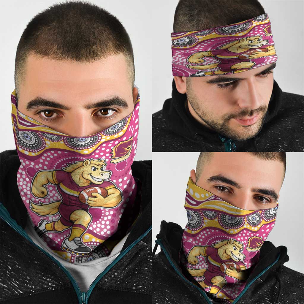 Brisbane Broncos Neck Gaiter Aboriginal Dot Pattern - Rugby Mascot Heritage Pride