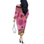 Brisbane Broncos Off The Shoulder Long Sleeve Dress Aboriginal Dot Pattern - Rugby Mascot Heritage Pride