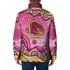 Brisbane Broncos Padded Jacket Aboriginal Dot Pattern - Rugby Mascot Heritage Pride