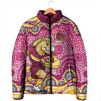 Brisbane Broncos Padded Jacket Aboriginal Dot Pattern - Rugby Mascot Heritage Pride