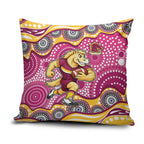 Brisbane Broncos Pillow Cover Aboriginal Dot Pattern - Rugby Mascot Heritage Pride