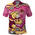 Brisbane Broncos Polo Shirt Aboriginal Dot Pattern - Rugby Mascot Heritage Pride