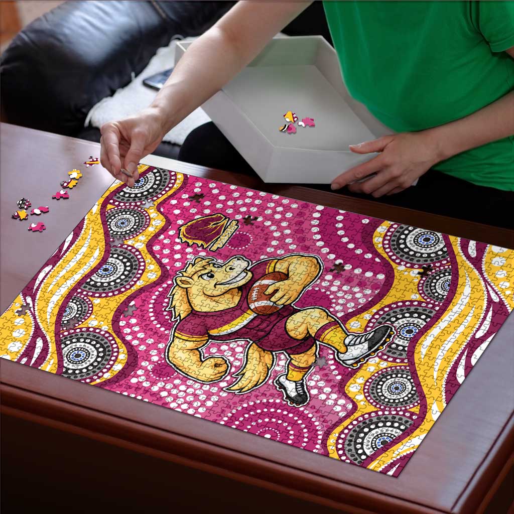 Brisbane Broncos Puzzle Aboriginal Dot Pattern - Rugby Mascot Heritage Pride