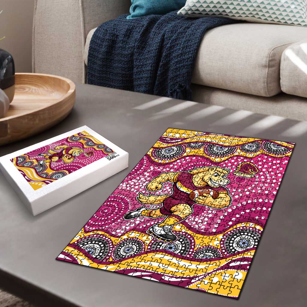 Brisbane Broncos Puzzle Aboriginal Dot Pattern - Rugby Mascot Heritage Pride