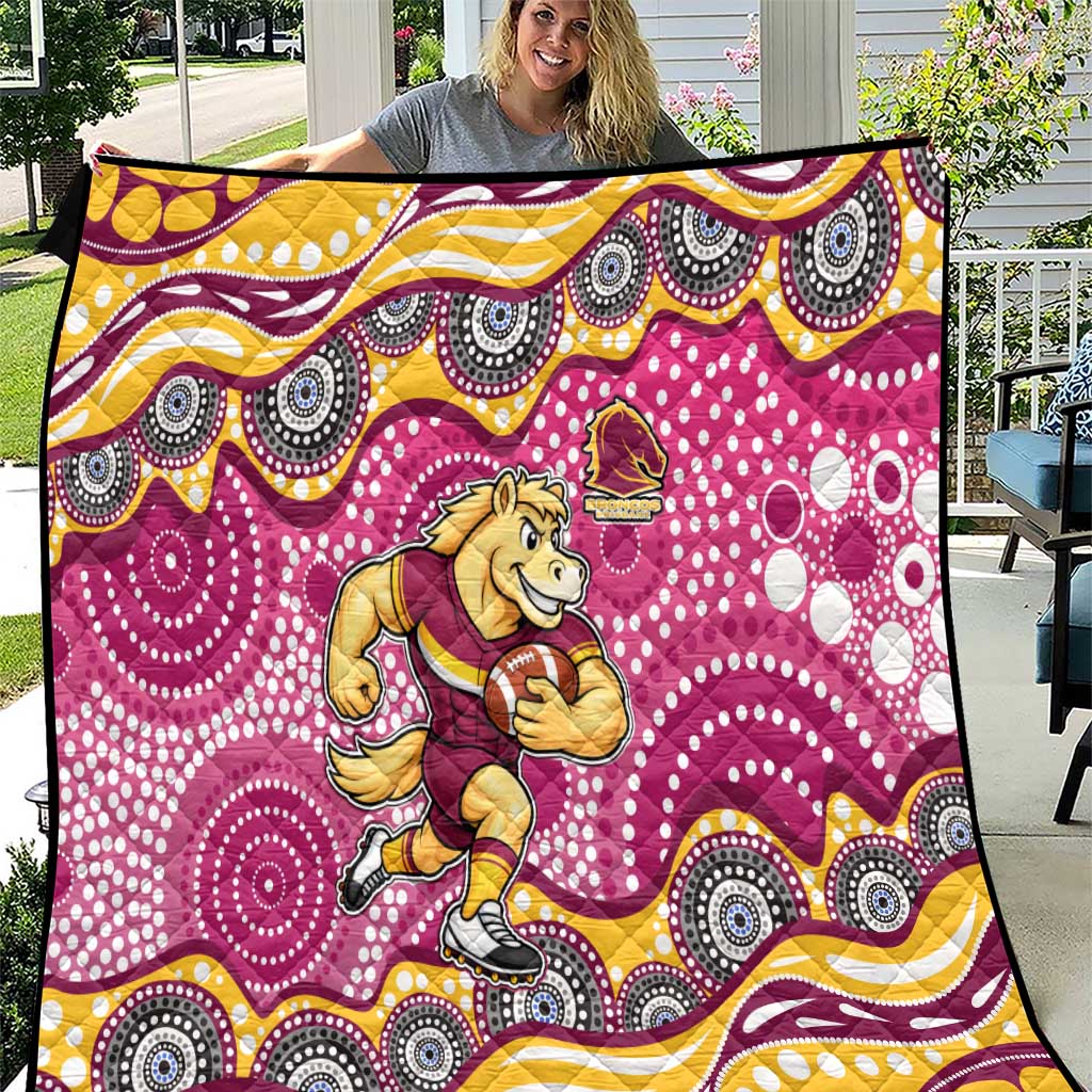 Brisbane Broncos Quilt Aboriginal Dot Pattern - Rugby Mascot Heritage Pride