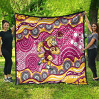 Brisbane Broncos Quilt Aboriginal Dot Pattern - Rugby Mascot Heritage Pride