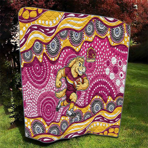 Brisbane Broncos Quilt Aboriginal Dot Pattern - Rugby Mascot Heritage Pride