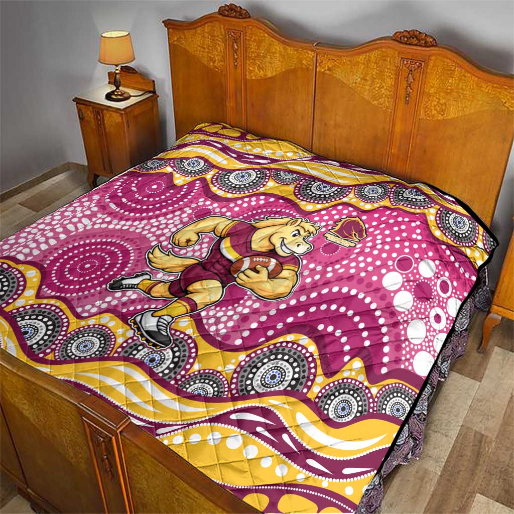 Brisbane Broncos Quilt Aboriginal Dot Pattern - Rugby Mascot Heritage Pride