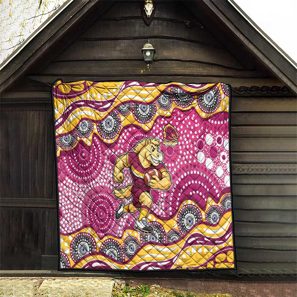 Brisbane Broncos Quilt Aboriginal Dot Pattern - Rugby Mascot Heritage Pride