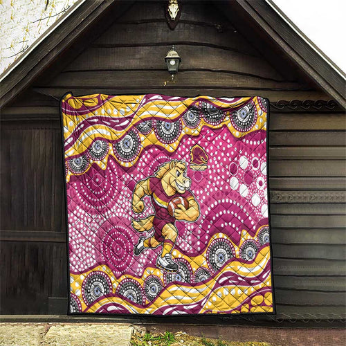 Brisbane Broncos Quilt Aboriginal Dot Pattern - Rugby Mascot Heritage Pride