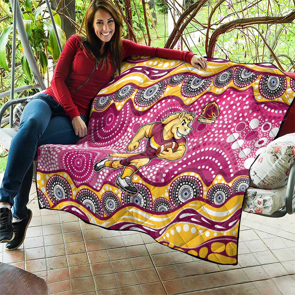 Brisbane Broncos Quilt Aboriginal Dot Pattern - Rugby Mascot Heritage Pride