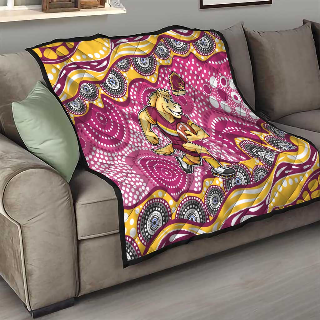 Brisbane Broncos Quilt Aboriginal Dot Pattern - Rugby Mascot Heritage Pride