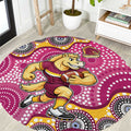 Brisbane Broncos Round Carpet Aboriginal Dot Pattern - Rugby Mascot Heritage Pride