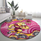 Brisbane Broncos Round Carpet Aboriginal Dot Pattern - Rugby Mascot Heritage Pride