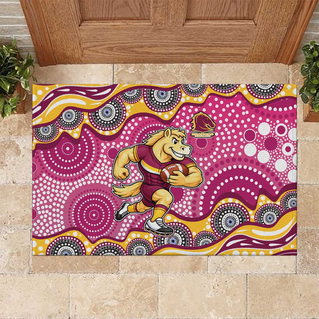 Brisbane Broncos Rubber Doormat Aboriginal Dot Pattern - Rugby Mascot Heritage Pride