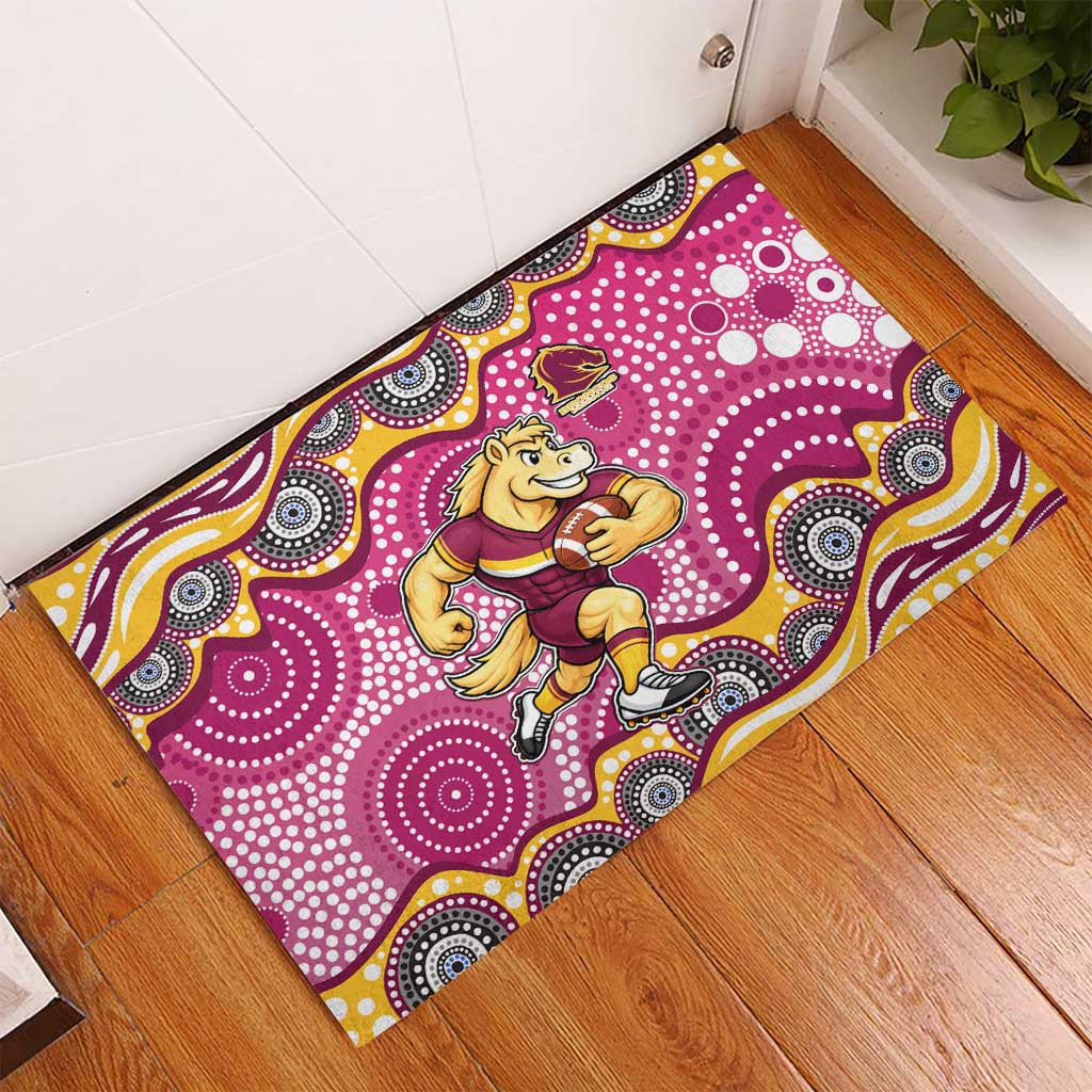 Brisbane Broncos Rubber Doormat Aboriginal Dot Pattern - Rugby Mascot Heritage Pride