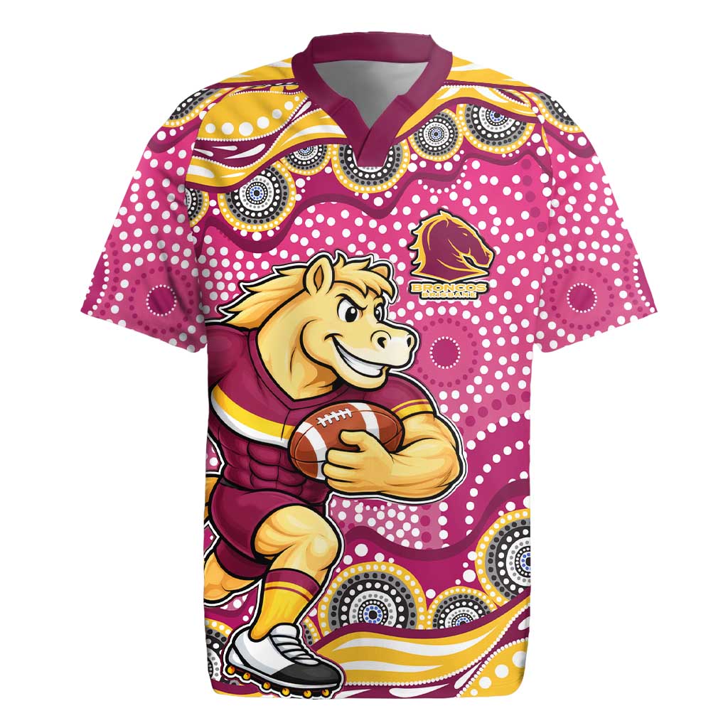 Brisbane Broncos Rugby Jersey Aboriginal Dot Pattern - Rugby Mascot Heritage Pride