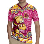 Brisbane Broncos Rugby Jersey Aboriginal Dot Pattern - Rugby Mascot Heritage Pride