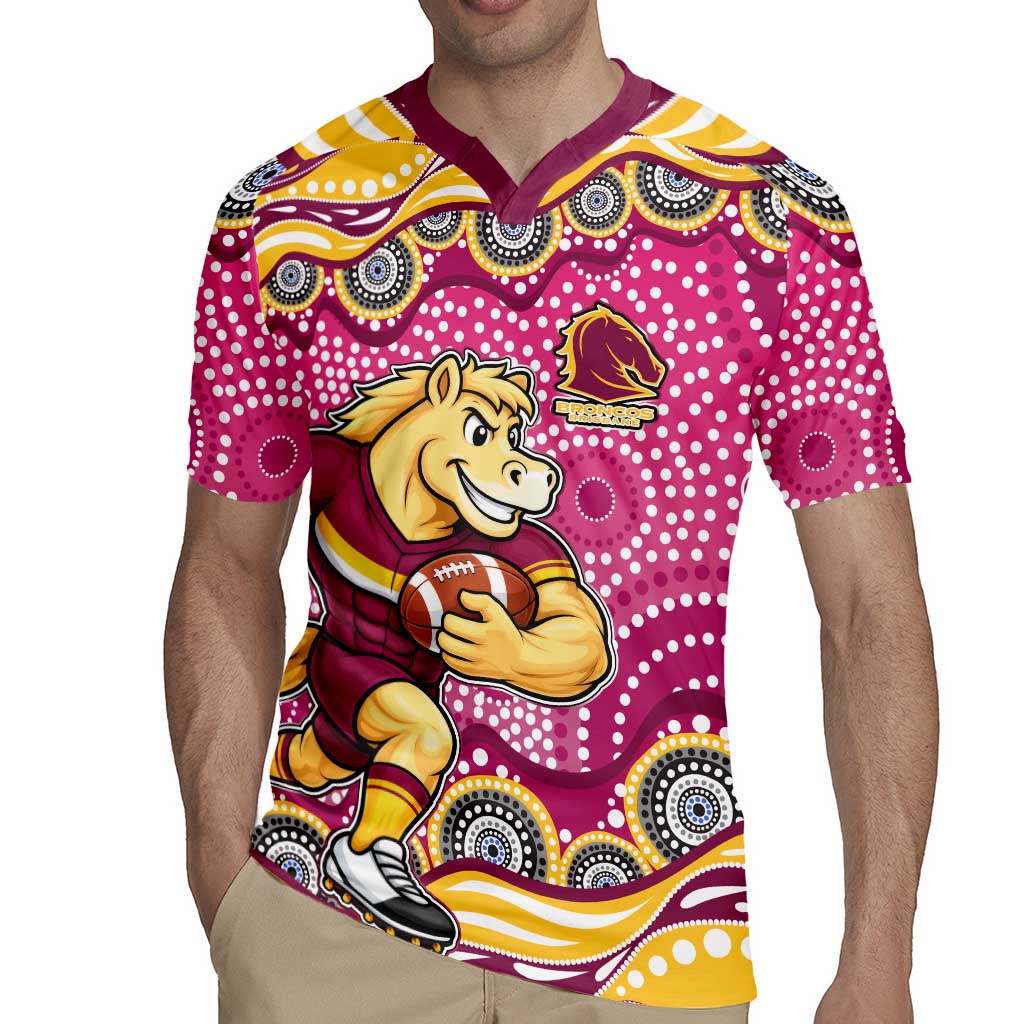 Brisbane Broncos Rugby Jersey Aboriginal Dot Pattern - Rugby Mascot Heritage Pride